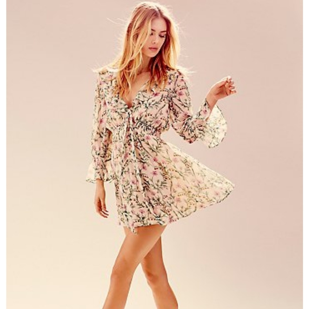 New Free People Ruffle Me Up Floral Dress